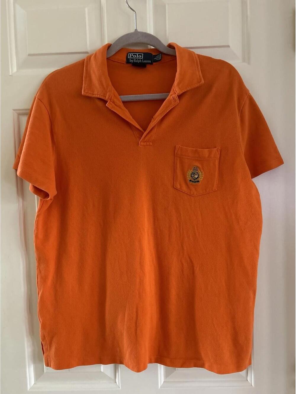Polo Ralph Lauren Pima Cotton Polo Mens Large Orange Polo Crest Vintage
